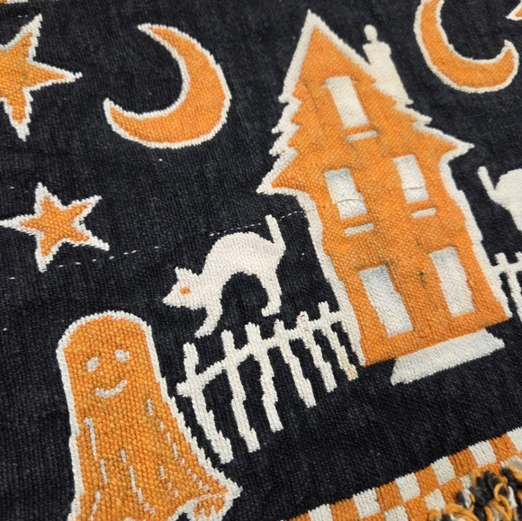 Vintage 80s Halloween Woven Reversible‎ Placemats - Black and Orange - Picture 3 of 3